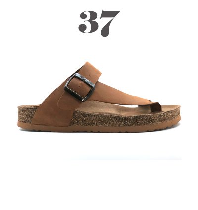 Dubai Hakiki Deri Mantar Taban Ortopedik Unisex Terlik - Crazy Taba-3726