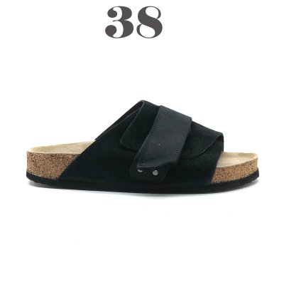 Kiev Hakiki Deri Mantar Taban Ortopedik Unisex Terlik - Siyah-3877